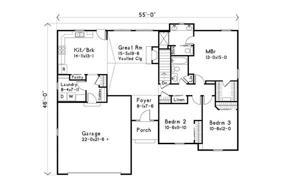 House Design - Ranch Floor Plan - Main Floor Plan #22-587