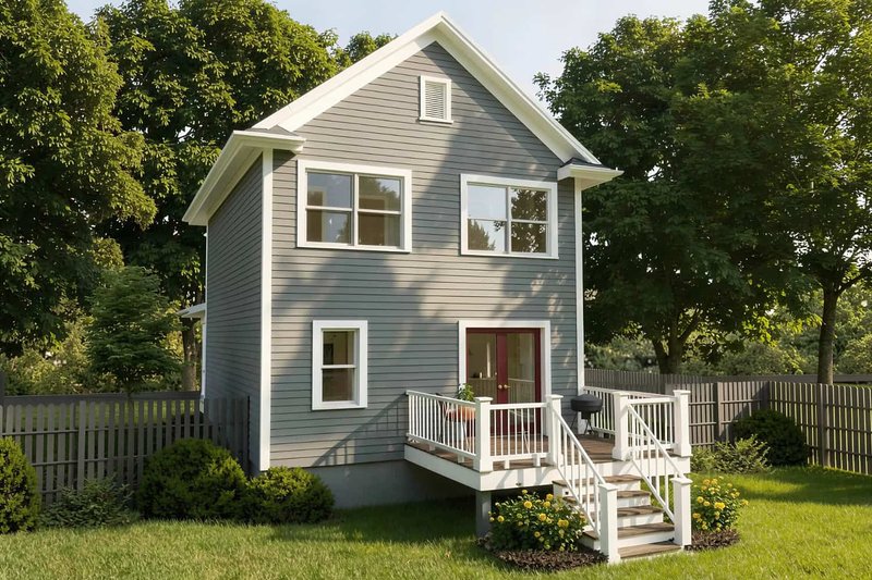House Blueprint - Exterior - Rear Elevation for Cottage House Plan #79-120 - 3 bed, 1.5 bath