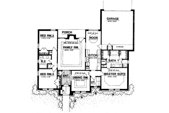 Floor Plan - Main Floor for European House Plan #40-300 - 3 bed, 2 bath