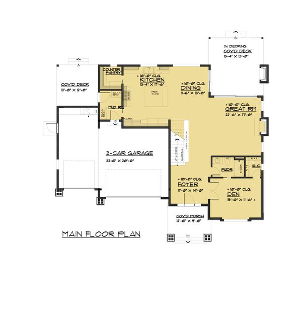 House Design - Contemporary Floor Plan - Main Floor Plan #1066-80