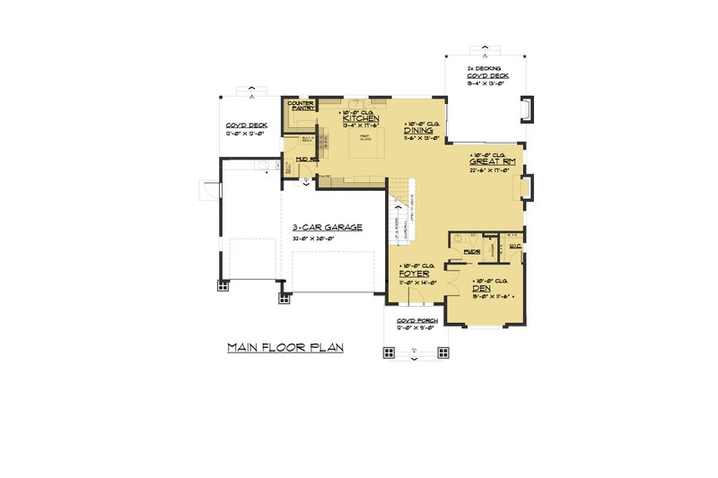 Home Plan - Floor Plan - Main Floor for Contemporary House Plan #1066-80 - 4 bed, 3.5 bath