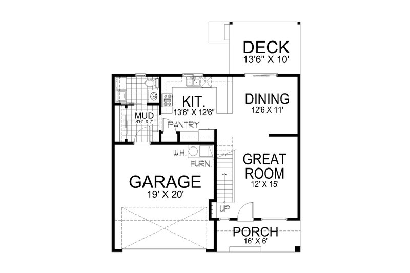 Architectural House Design - Floor Plan - Main Floor for Craftsman House Plan #112-302 - 4 bed, 2.5 bath
