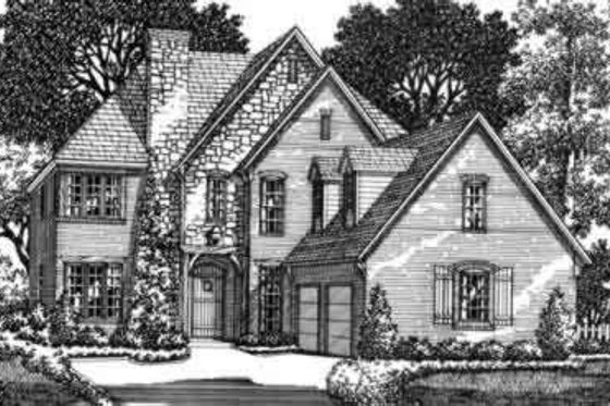 Exterior - Front Elevation for European House Plan #141-102 - 5 bed, 4 bath