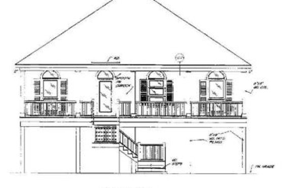 Exterior - Rear Elevation for Beach House Plan #37-144 - 4 bed, 2 bath