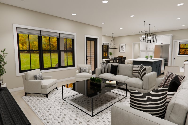 House Design - Interior - Family Room 1 for Farmhouse House Plan #51-1360 - 4 bed, 3.5 bath