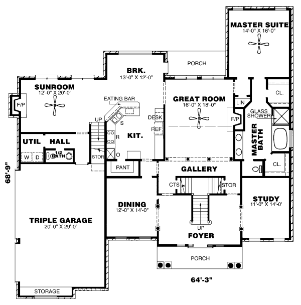 Colonial Floor Plan - Main Floor Plan #34-122