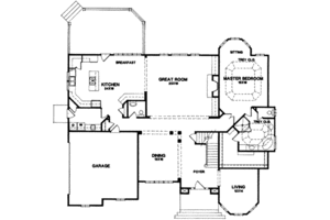 Floor Plan - Main Floor for European House Plan #129-161 - 4 bed, 3.5 bath