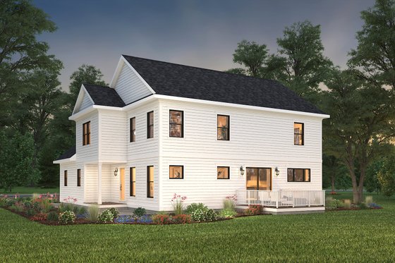 Exterior - Rear Elevation for Farmhouse House Plan #497-16 - 4 bed, 3.5 bath