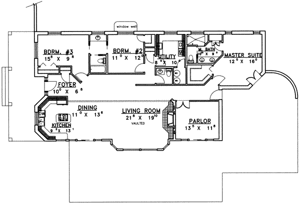Dream House Plan - Floor Plan - Main Floor for Modern House Plan #117-270 - 3 bed, 3 bath