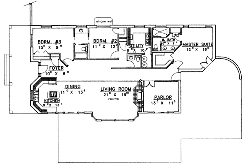 Dream House Plan - Floor Plan - Main Floor for Modern House Plan #117-270 - 3 bed, 3 bath