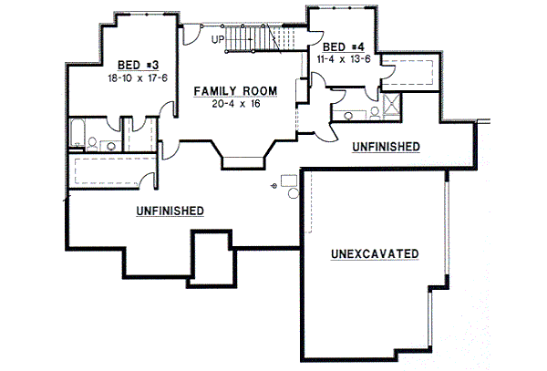 Traditional Floor Plan - Lower Floor Plan #67-375