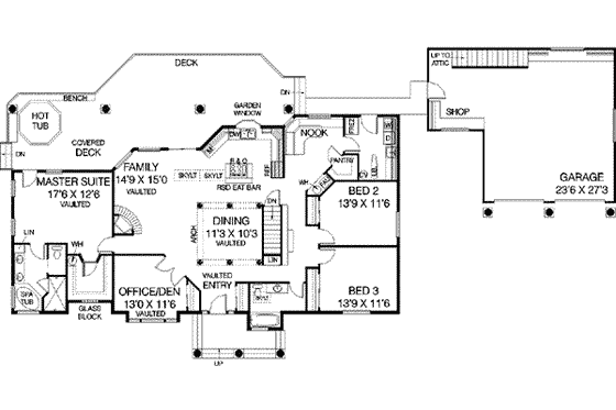 Floor Plan - Main Floor for Traditional House Plan #60-282 - 4 bed, 2 bath