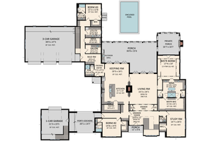 Floor Plan - Main Floor for Country House Plan #1081-40 - 5 bed, 7.5 bath