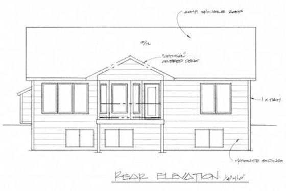 Exterior - Rear Elevation for Traditional House Plan #58-203 - 2 bed, 2 bath