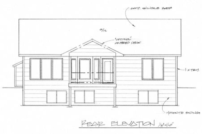 Home Plan - Exterior - Rear Elevation for Traditional House Plan #58-203 - 2 bed, 2 bath