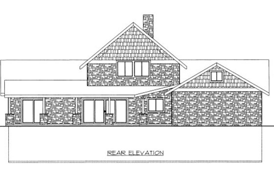Exterior - Rear Elevation for Bungalow House Plan #117-669 - 4 bed, 3.5 bath
