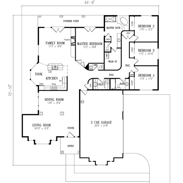 Dream House Plan - Adobe / Southwestern Floor Plan - Main Floor Plan #1-566