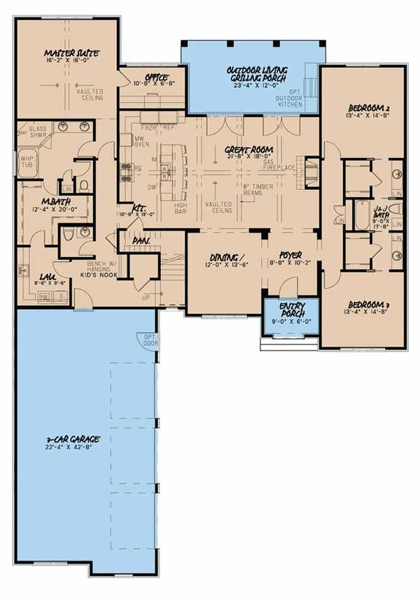 Home Plan - Country Floor Plan - Main Floor Plan #17-3378