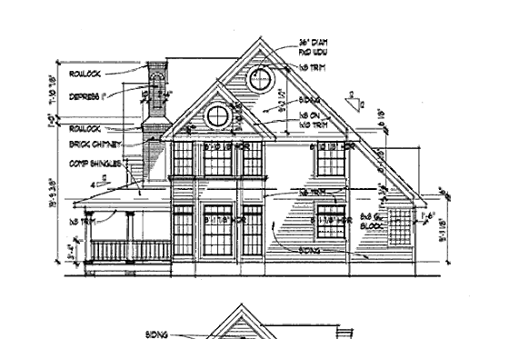 Exterior - Rear Elevation for Country House Plan #120-145 - 3 bed, 3 bath