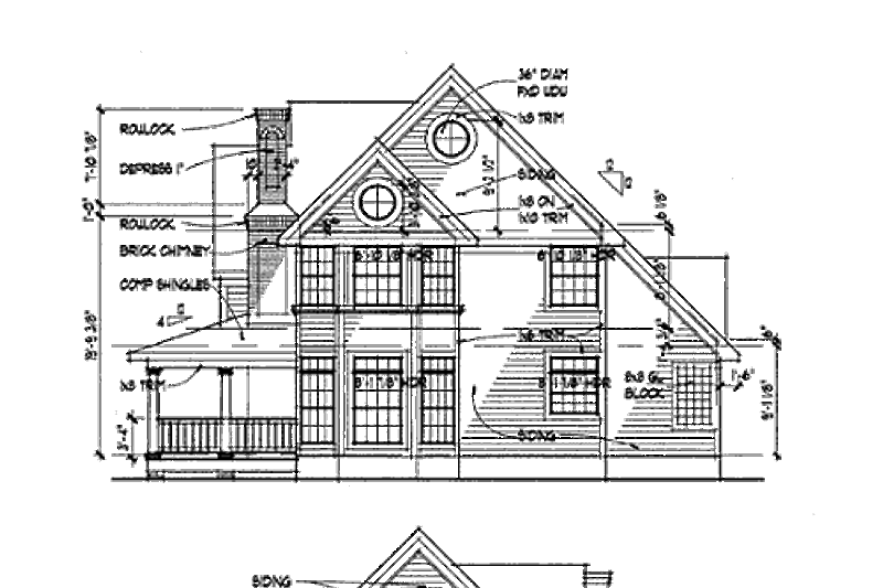 Home Plan - Exterior - Rear Elevation for Country House Plan #120-145 - 3 bed, 3 bath
