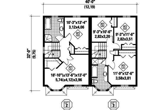 Floor Plan - Upper Floor for Traditional House Plan #25-4519 - 5 bed, 2 bath