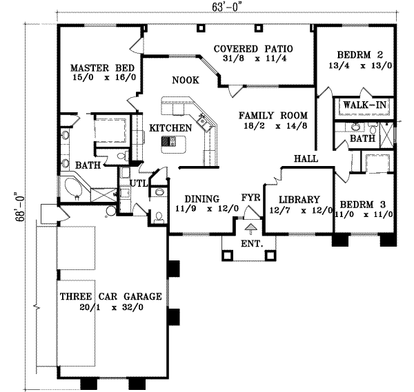 Home Plan - European Floor Plan - Main Floor Plan #1-1427