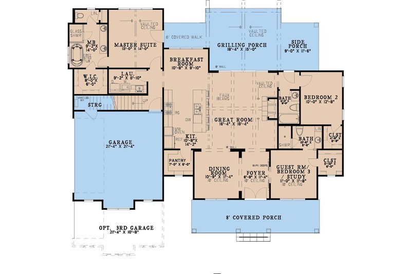 House Blueprint - Floor Plan - Main Floor for Farmhouse House Plan #923-469 - 3 bed, 3 bath