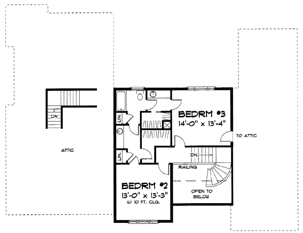 Traditional Floor Plan - Upper Floor Plan #75-114