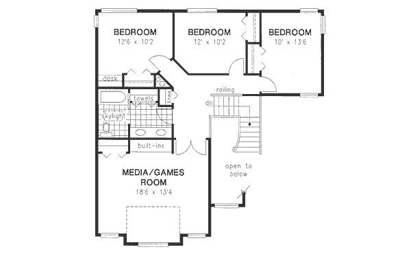 House Blueprint - European Floor Plan - Upper Floor Plan #18-241