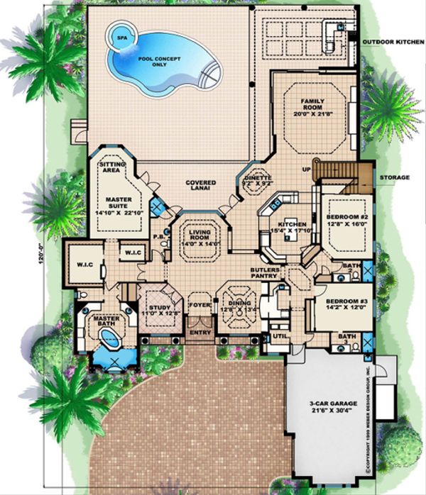 Mediterranean Floor Plan - Main Floor Plan #27-453