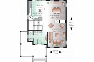 Floor Plan - Main Floor for Country House Plan #23-2250 - 3 bed, 1.5 bath