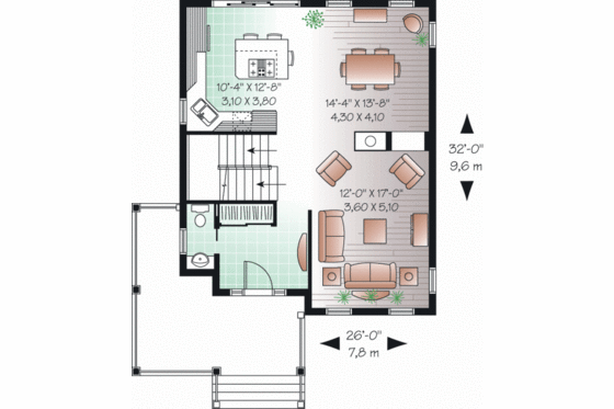 Floor Plan - Main Floor for Country House Plan #23-2250 - 3 bed, 1.5 bath