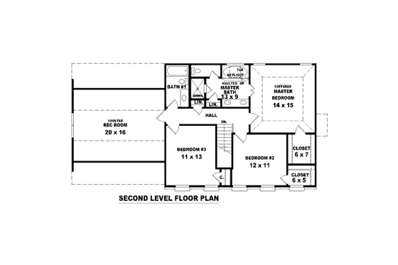 Floor Plan - Upper Floor for Colonial House Plan #81-13848 - 3 bed, 2.5 bath