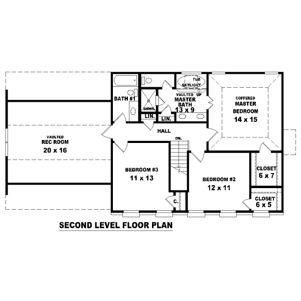 Colonial Floor Plan - Upper Floor Plan #81-13848