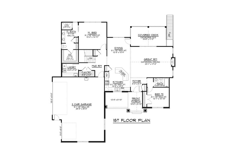 House Design - Floor Plan - Main Floor for Barndominium House Plan #1064-281 - 2 bed, 2 bath