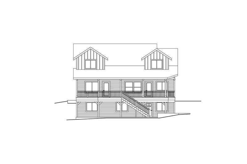 House Blueprint - Exterior - Rear Elevation for Farmhouse House Plan #124-1465 - 5 bed, 3 bath