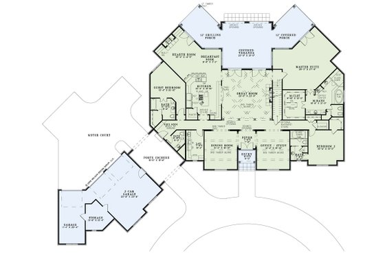 Floor Plan - Main Floor for Traditional House Plan #17-3321 - 6 bed, 6.5 bath