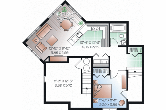 Floor Plan - Lower Floor for Country House Plan #23-2192 - 4 bed, 2.5 bath
