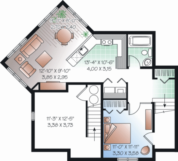 House Design - Country Floor Plan - Lower Floor Plan #23-2192
