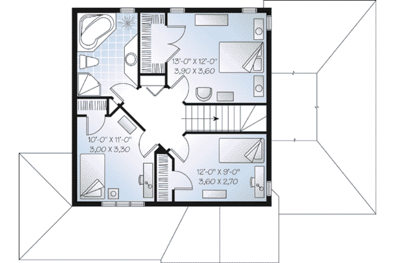 Dream House Plan - Floor Plan - Upper Floor for Country House Plan #23-482 - 3 bed, 2 bath