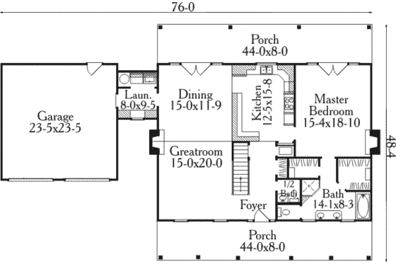Floor Plan - Main Floor for Country House Plan #406-229 - 3 bed, 2.5 bath