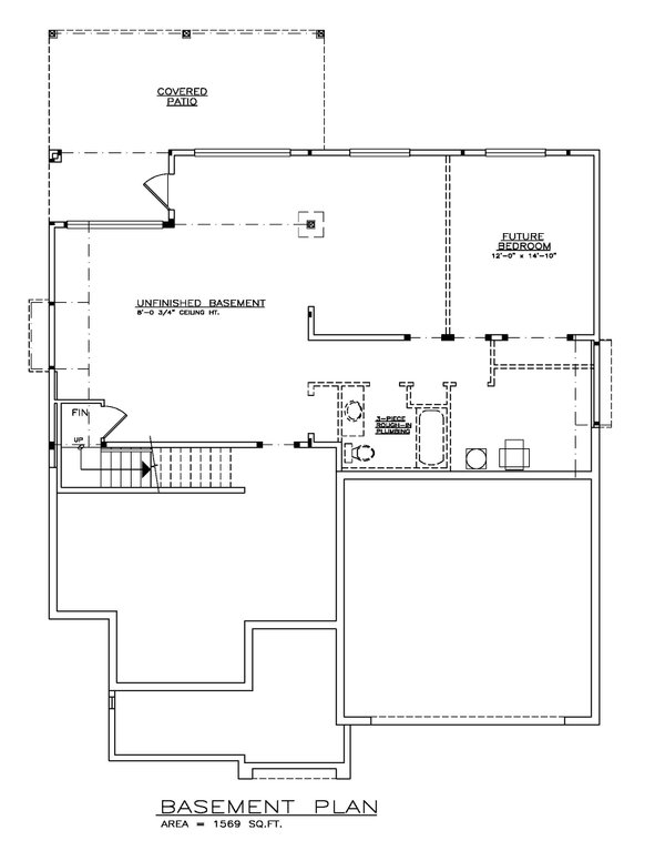 House Design - Floor Plan - Lower Floor for Craftsman House Plan #1100-121 - 2 bed, 2 bath