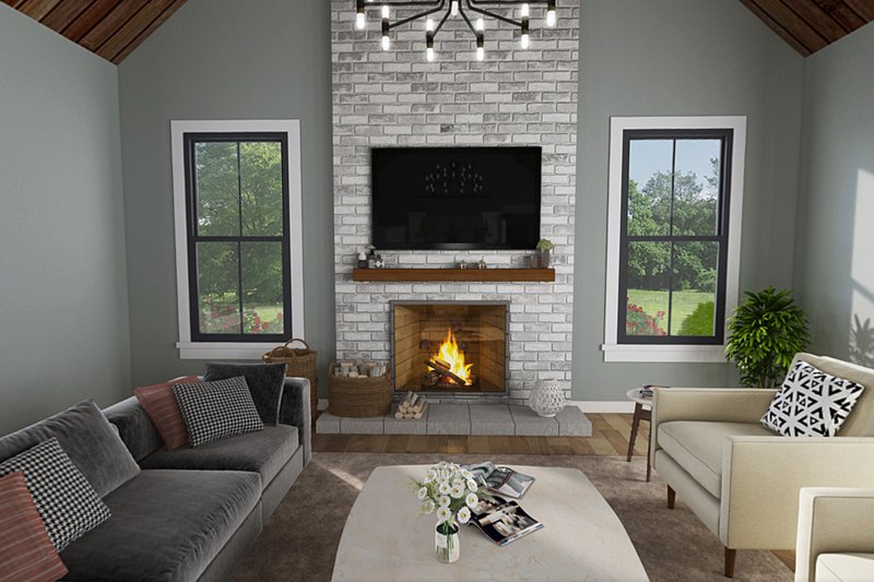 House Blueprint - Interior - Family Room 1 for Contemporary House Plan #48-1037 - 3 bed, 3.5 bath