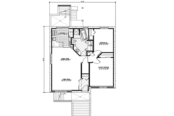Floor Plan - Lower Floor for European House Plan #138-182 - 2 bed, 1 bath