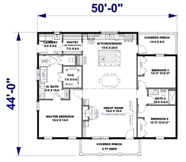 Farmhouse Floor Plan - Lower Floor Plan #44-270