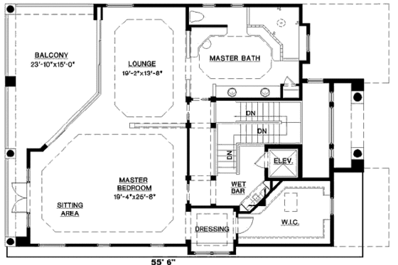 Floor Plan - Upper Floor for Mediterranean House Plan #27-218 - 4 bed, 3 bath