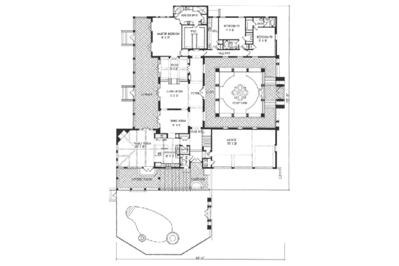 Floor Plan - Main Floor for Mediterranean House Plan #76-114 - 4 bed, 4.5 bath