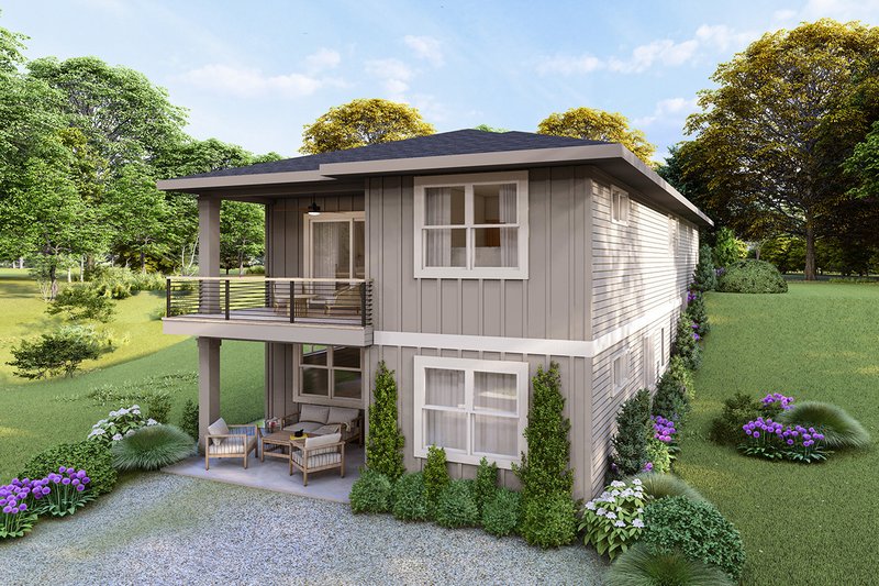 Home Plan - Exterior - Rear Elevation for Prairie House Plan #124-1410 - 3 bed, 2.5 bath