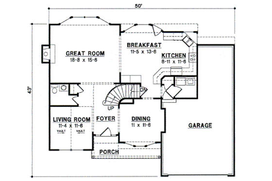 Floor Plan - Main Floor for European House Plan #67-514 - 4 bed, 3.5 bath