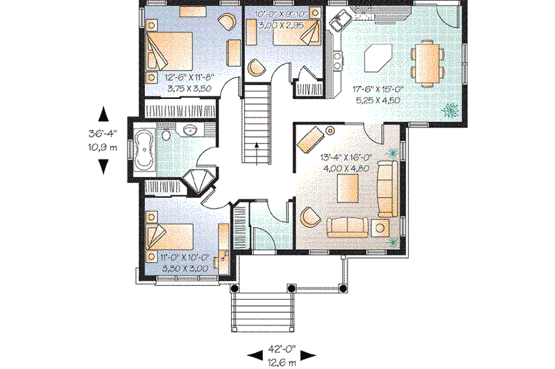Home Plan - Floor Plan - Main Floor for European House Plan #23-637 - 3 bed, 1 bath
